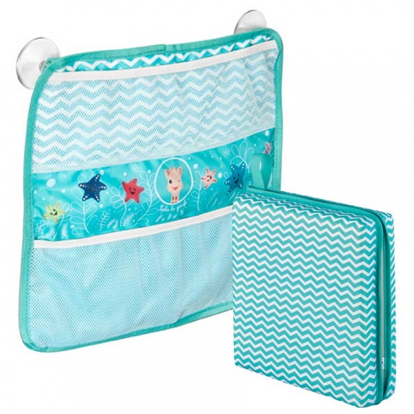 Σόφι καμηλοπάρδαλη Χαλάκι για να γονατίζει η μαμά στο μπάνιο με θήκη για τα παιχνίδια που βεντουζώνει