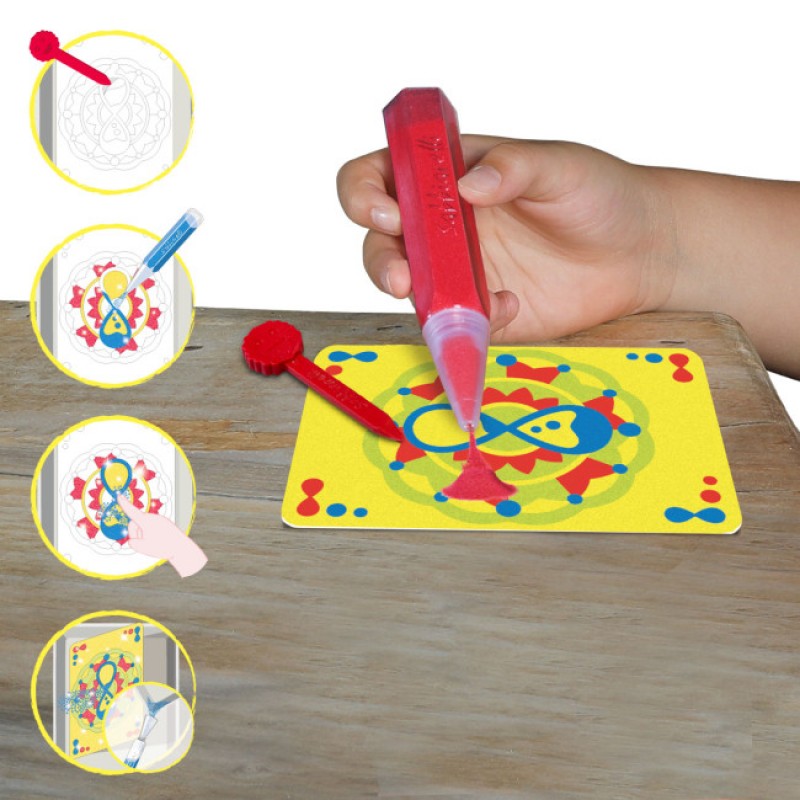Sabbiarelli: Pocket Kit - Art & Craft με 4 μαρκαδόρους άμμου και 4 ζωγραφιές -Mandala 5+