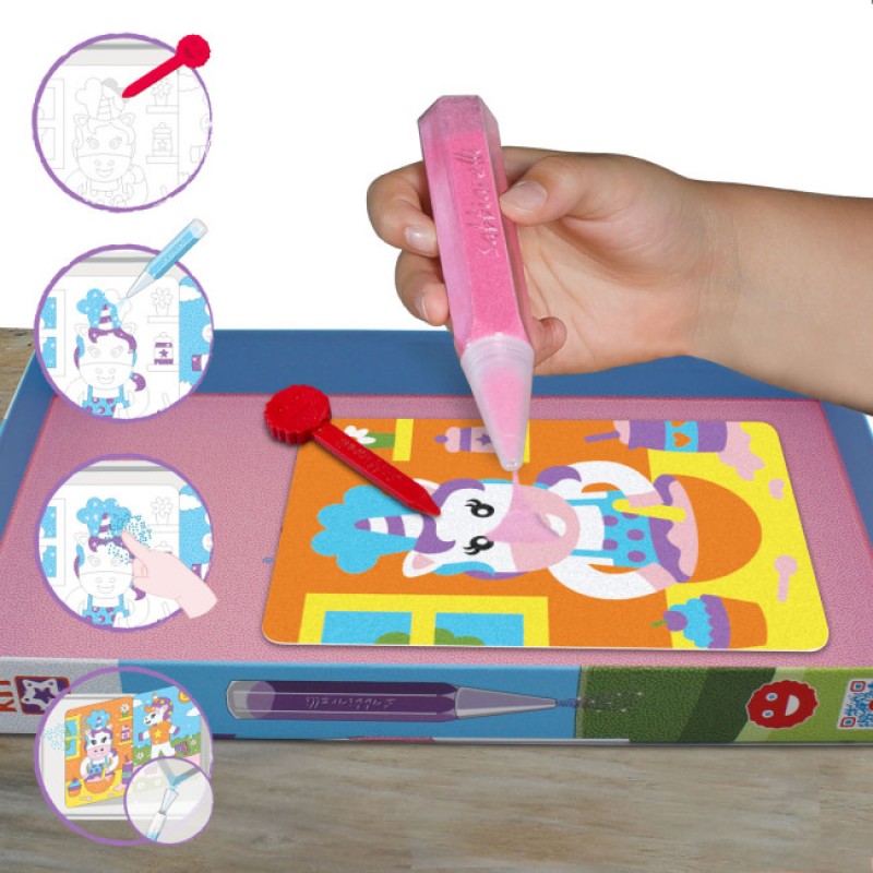 Sabbiarelli: Smart Kit - Art & Craft με 8 μαρκαδόρους άμμου , 8 ζωγραφιές-  Unicorn land 5+