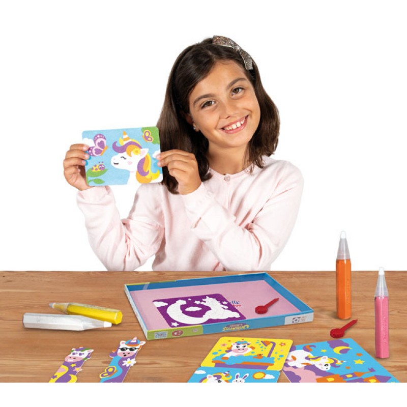 Sabbiarelli: Smart Kit - Art & Craft με 8 μαρκαδόρους άμμου , 8 ζωγραφιές-  Unicorn land 5+