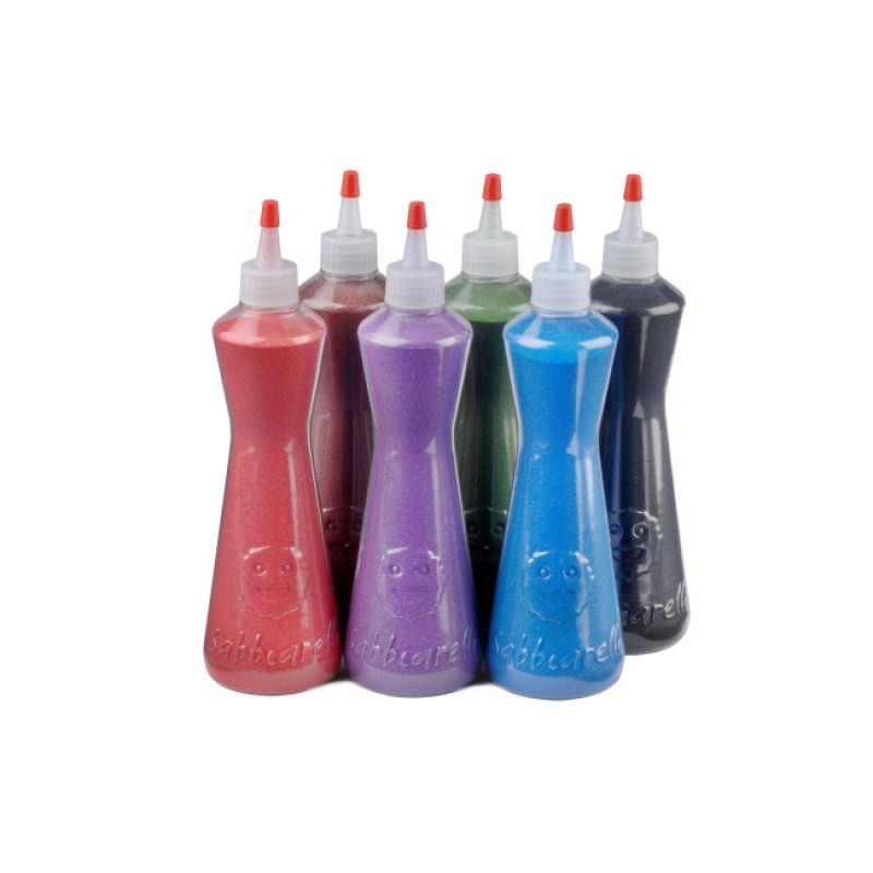 Sabbiarelli:  6 ανταλλακτικά μπουκάλια άμμου 350γρ.-Όλα τα χρώματα (σκούρα)
