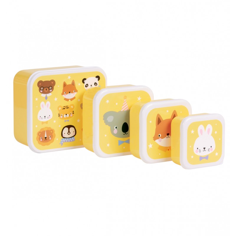 A little lovely company: Σετ 4 δοχεία φαγητού Lunch & Snack Box -Animal Friends