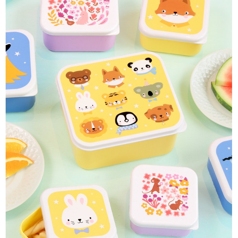 A little lovely company: Σετ 4 δοχεία φαγητού Lunch & Snack Box -Animal Friends