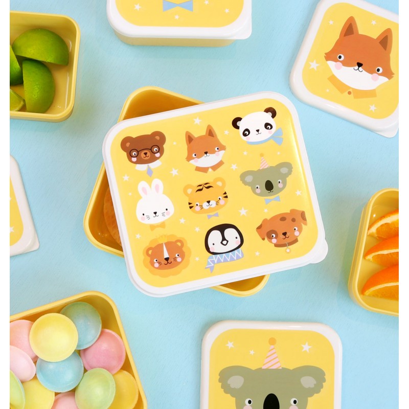 A little lovely company: Σετ 4 δοχεία φαγητού Lunch & Snack Box -Animal Friends