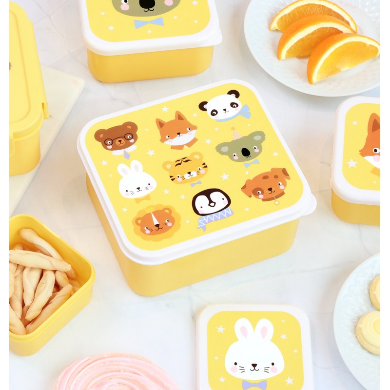 A little lovely company: Σετ 4 δοχεία φαγητού Lunch & Snack Box -Animal Friends