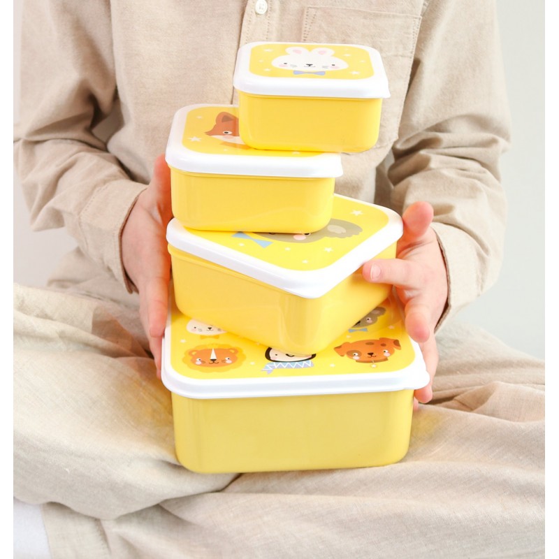 A little lovely company: Σετ 4 δοχεία φαγητού Lunch & Snack Box -Animal Friends