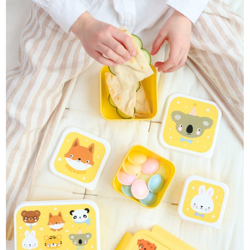 A little lovely company: Σετ 4 δοχεία φαγητού Lunch & Snack Box -Animal Friends