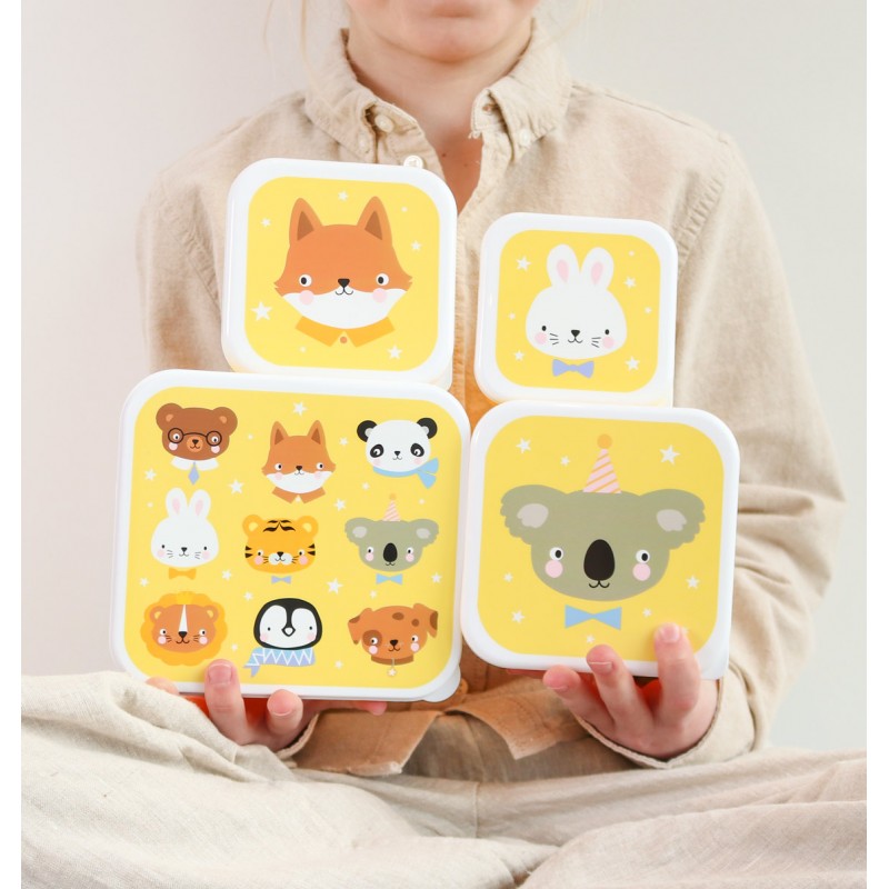 A little lovely company: Σετ 4 δοχεία φαγητού Lunch & Snack Box -Animal Friends