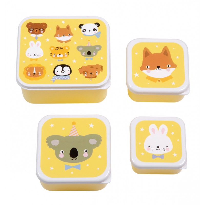 A little lovely company: Σετ 4 δοχεία φαγητού Lunch & Snack Box -Animal Friends