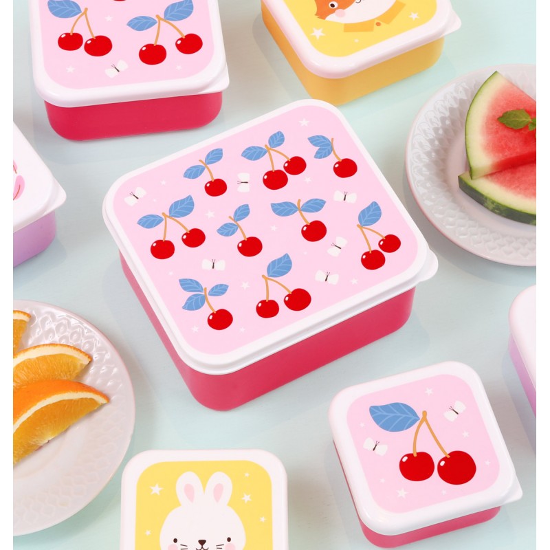 A little lovely company: Σετ 4 δοχεία φαγητού Lunch & Snack Box -Cherries