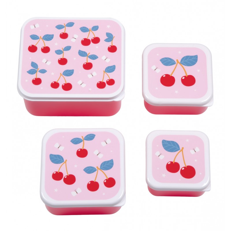 A little lovely company: Σετ 4 δοχεία φαγητού Lunch & Snack Box -Cherries