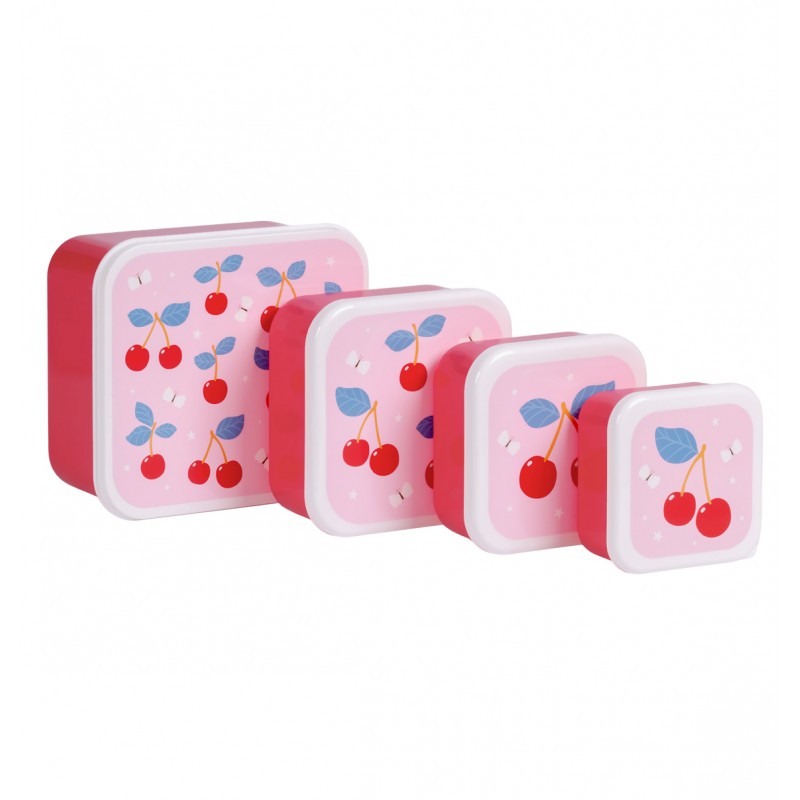 A little lovely company: Σετ 4 δοχεία φαγητού Lunch & Snack Box -Cherries