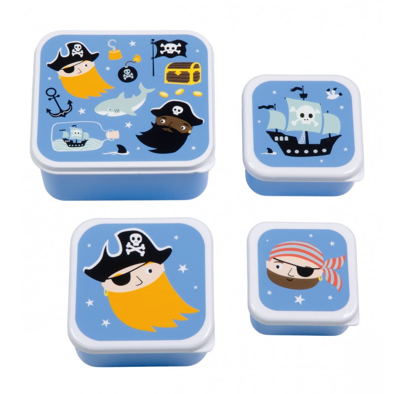 A little lovely company: Σετ 4 δοχεία φαγητού Lunch & Snack Box -Pirates