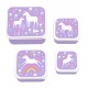A Little Lovely Company Σετ 4 Δοχεία Φαγητού Lunch & Snack Box Unicorn Dreams