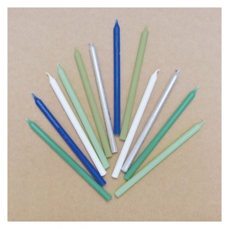 Scrap Cooking 12 πολύχρωμα κεριά Μπλε και ασημί