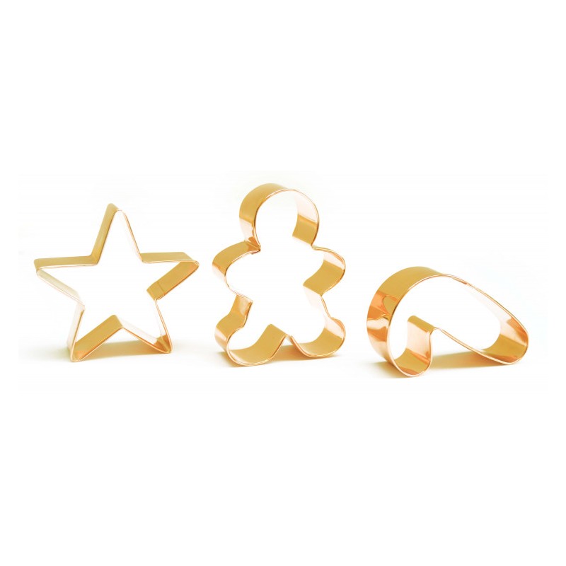 Scrap cooking-3 κουπατ μπισκότων με γιορτινά σχέδια και χρυσό τελείωμα