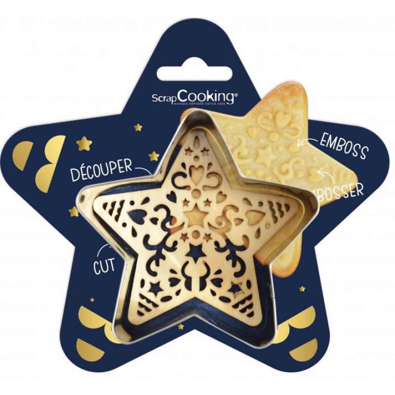 Scrap Cooking Ξύλινη σφραγίδα μπισκότων και κουπ-πατ  Star