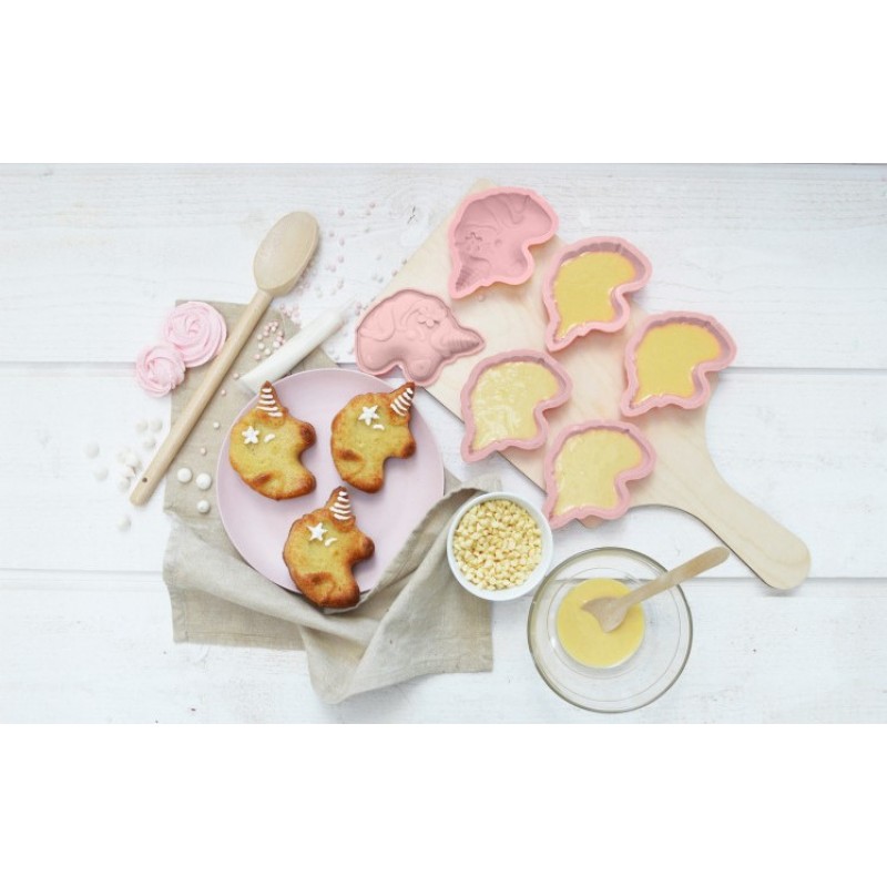 Scrap Cooking - 6 ατομικές θήκες σιλικόνης για μπισκότα και κεϊκ Μονόκερος