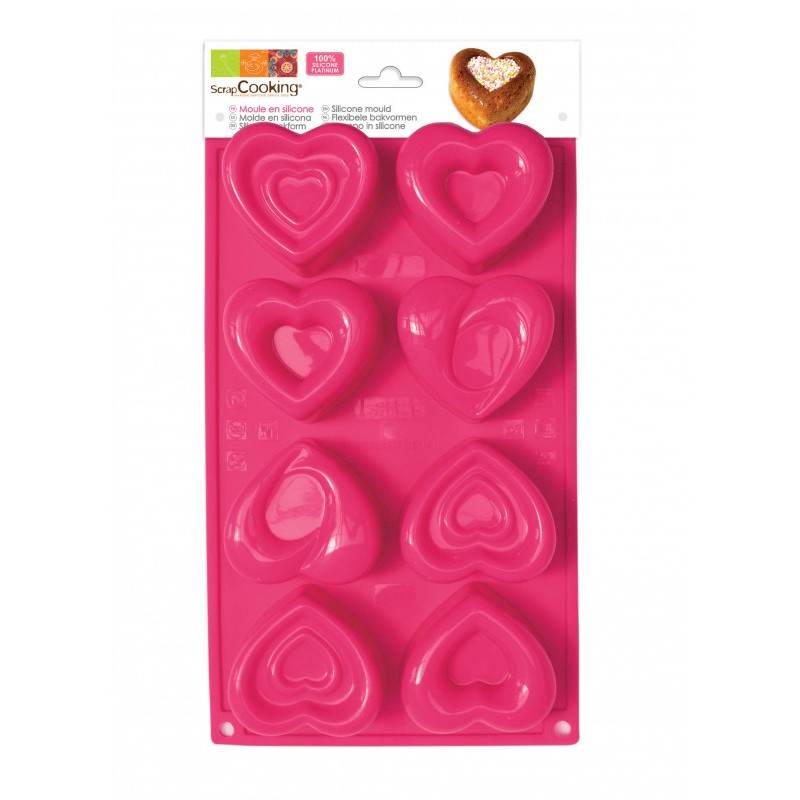 Scrap Cooking Φόρμα σιλικόνης 8 καλούπια - 'Καρδιές'