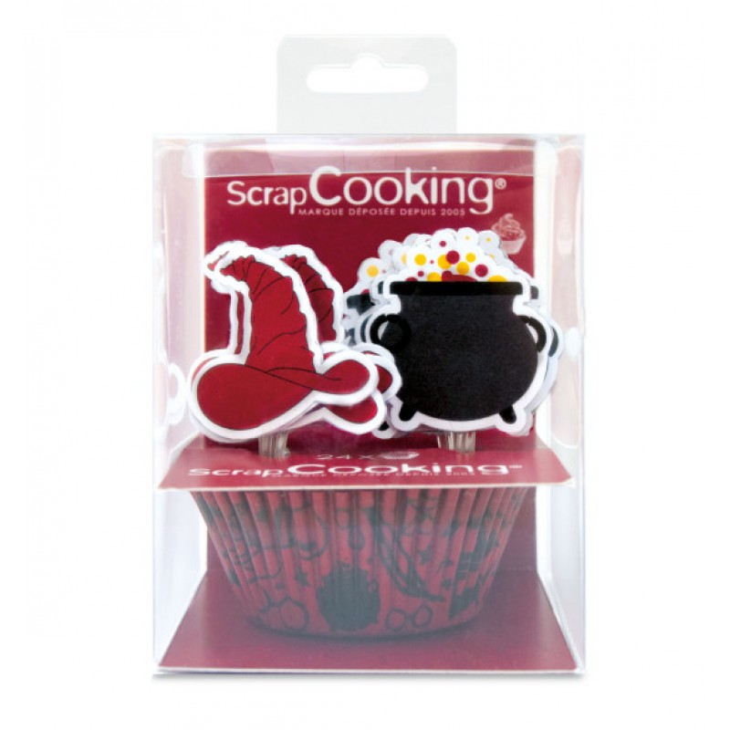 Scrap Cooking Διακοσμητικά και θήκες για cupcake -Halloween θέμα (24τμχ)