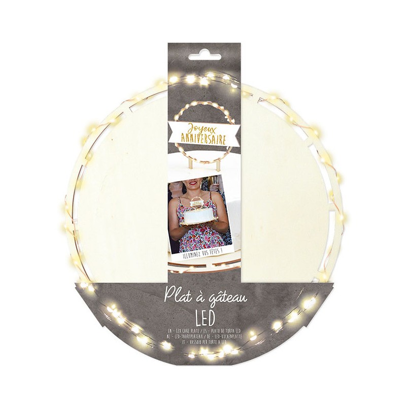 Scrap Cooking Ξύλινη βάση για τούρτα  με φωτάκια  Led, στρογγυλή