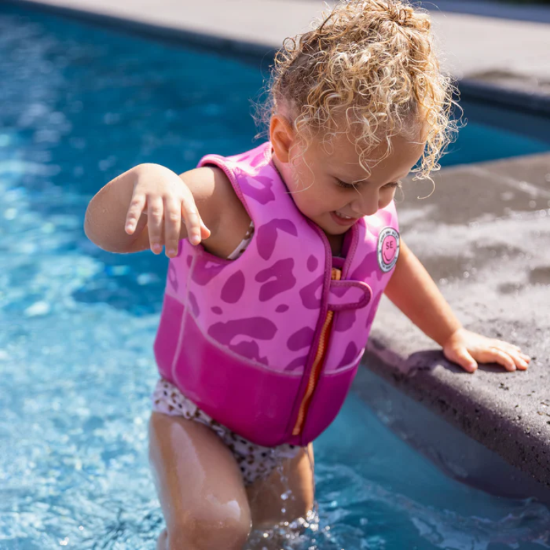 Swim Essentials: Σωσίβιο γιλέκο για παιδιά με βάρος 18-30 κιλά - "Pink Leopard"
