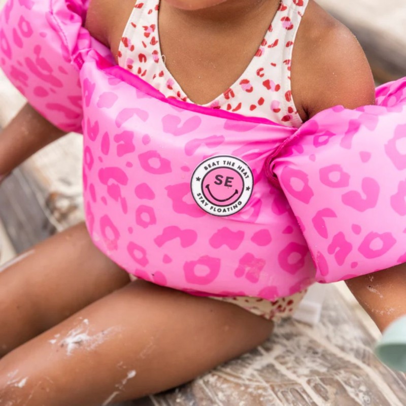 Swim Essentials: Μπρατσάκια με σωσίβιο για παιδιά με βάρος 15-30 κιλά - "Pink Leopard"