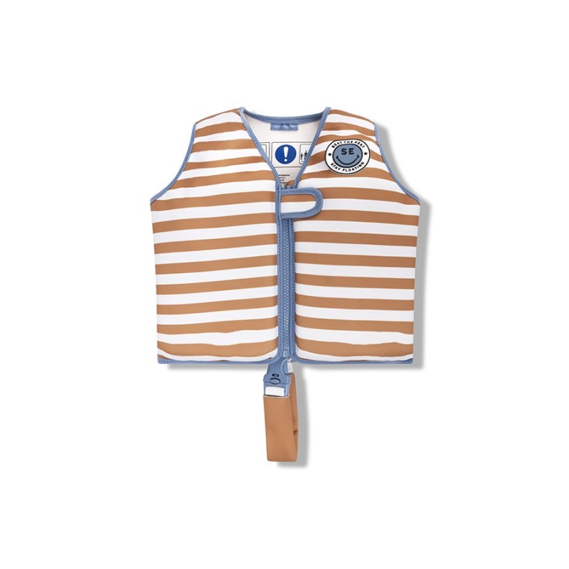 Swim Essentials: Σωσίβιο γιλέκο κολύμβησης με ιμάντα ασφαλείας για παιδιά 1-2 ετών "Brown White Striped"