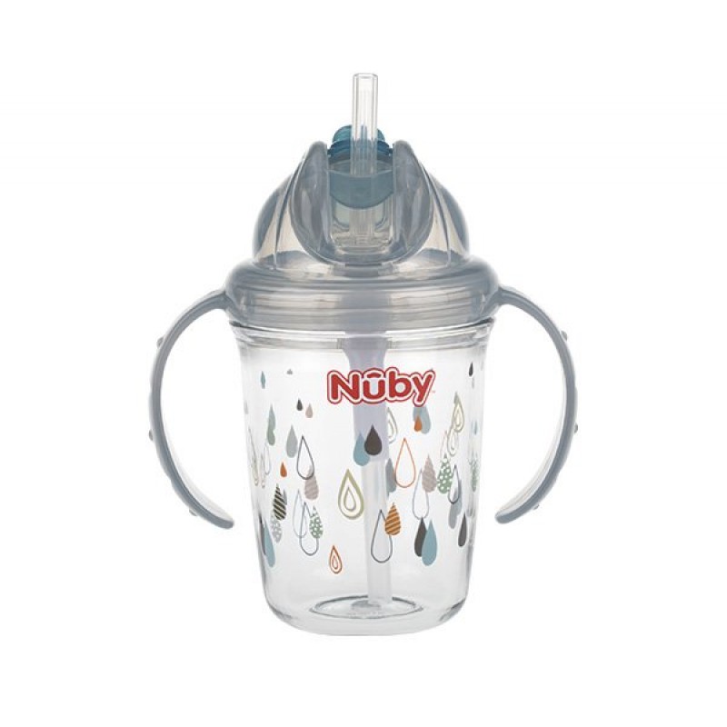 Nuby παιδικό ποτηράκι με 2 λαβές Flip-It Tritan™ Grey- 240ml - 12m+ 