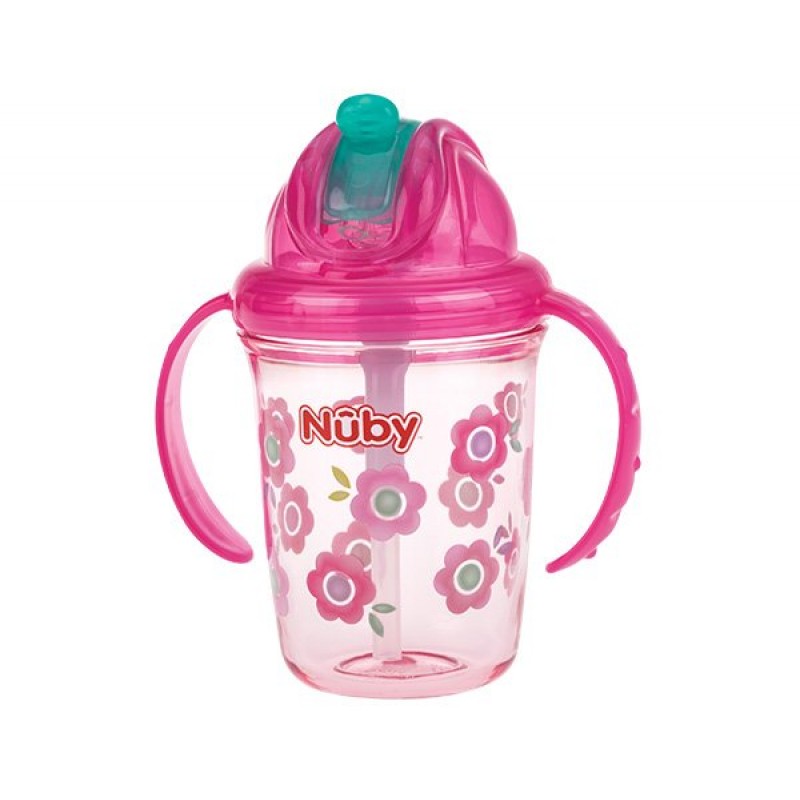 Nuby παιδικό ποτηράκι με 2 λαβές Flip-It Tritan™ Pink- 240ml - 12m+ 