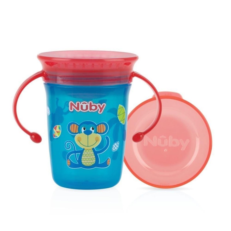 Nuby παιδικό ποτηράκι 360 με 2 λαβές Aqua- 240ml - 6m+
