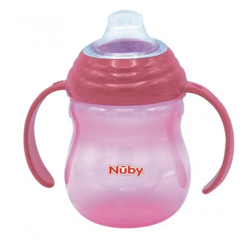 Nuby No-Spill κύπελλο με λαβές Pink - 270ml - 6m+            