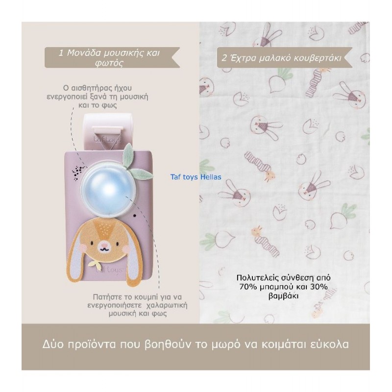 Taf Toys Ζωάκι Bunny Soother & Swaddle Set