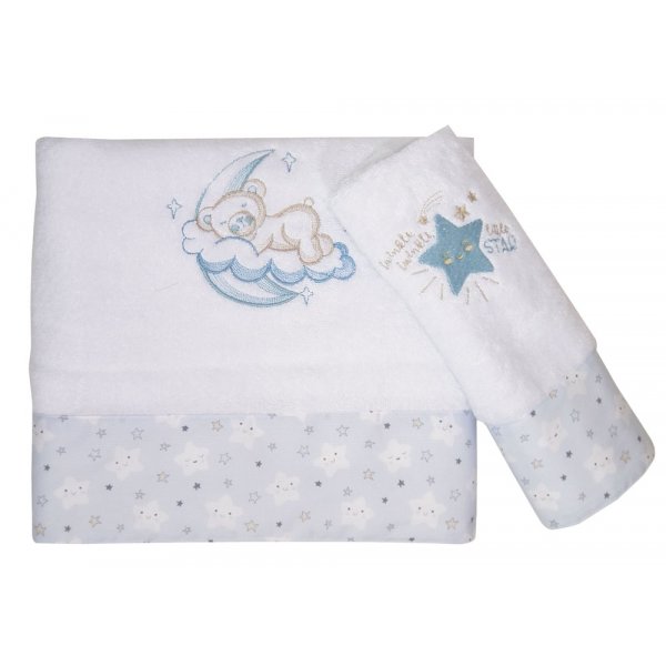 Ωμέγα Πετσέτες Cloud & Stars Blue Σετ 2τμχ