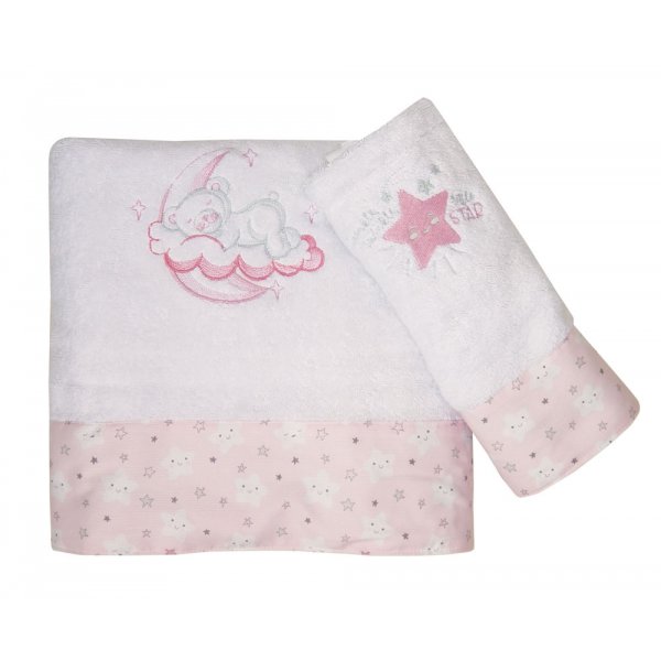 Ωμέγα Πετσέτες Cloud & Stars Pink Σετ 2τμχ