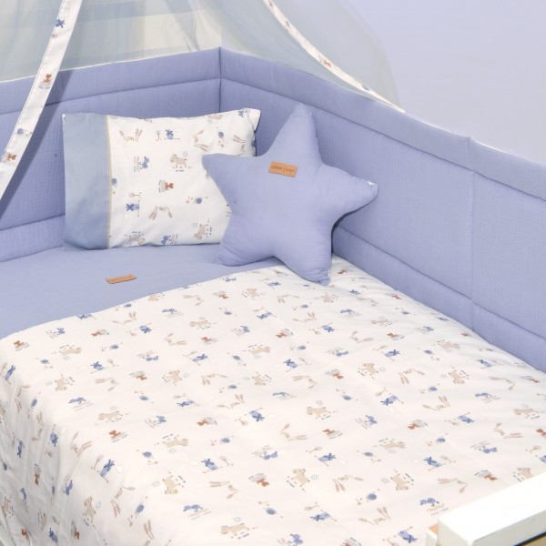 Πάπλωμα Εκρού & Παπλωματοθήκη Εμπριμέ Design 414 Oliver Baby