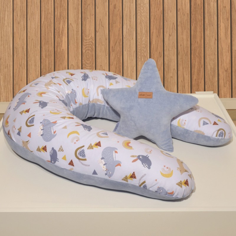 Μαξιλάρι Θηλασμού Διπλής Όψης Design 411 Γαλάζιο Oliver Baby