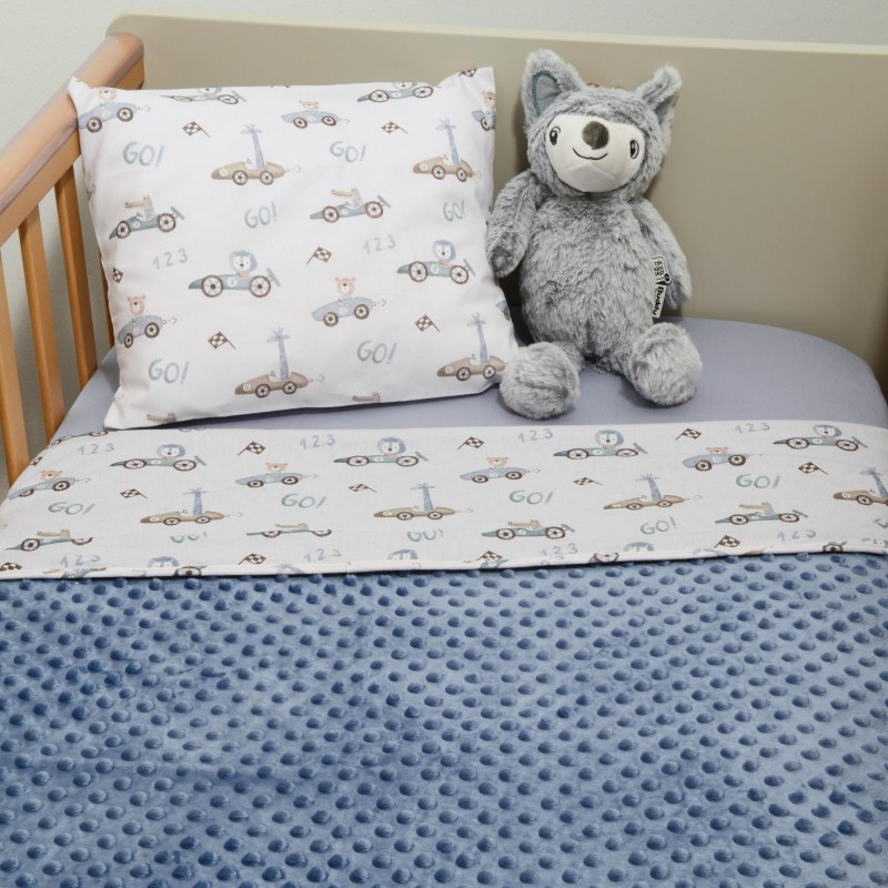 Baby Oliver Minky Κουβέρτα Κούνιας Διπλής Όψης 100cm *150cm Σχ. 421 Μπλε Ραφ