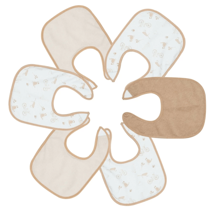 Σετ 6 Βαμβακερές Πικέ Σαλιάρες - Σοκολά -Trois Kilos Sept