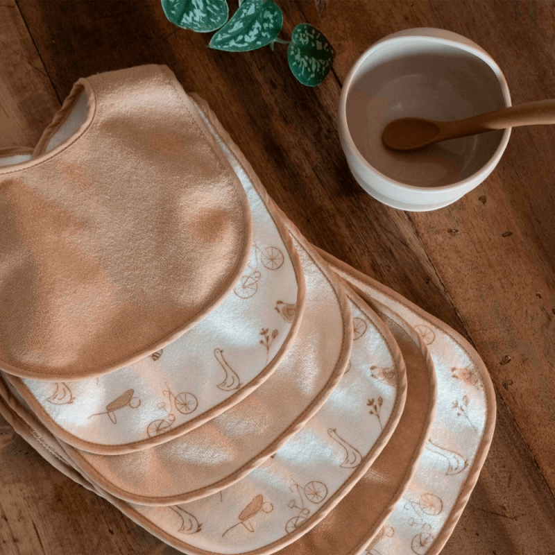 Σετ 6 Βαμβακερές Πικέ Σαλιάρες - Σοκολά -Trois Kilos Sept