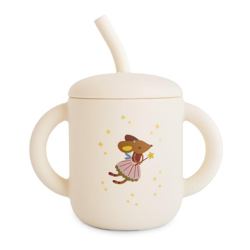 Mushie Σιλικονούχο Εκπαιδευτικό Ποτηράκι Με Χερούλια Και Καλαμάκι Για 6+ Μηνών 175ml Fairy Mice