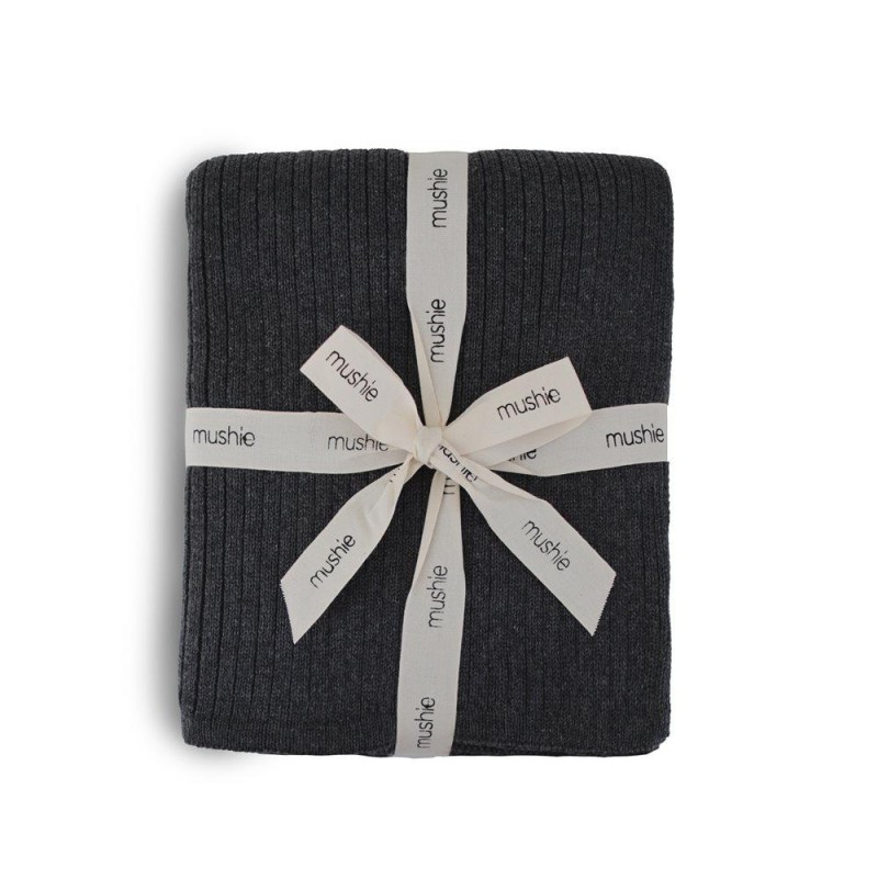 Πλεκτή Κουβέρτα Αγκαλιάς 80x100cm Pointelle Gray - Mushie