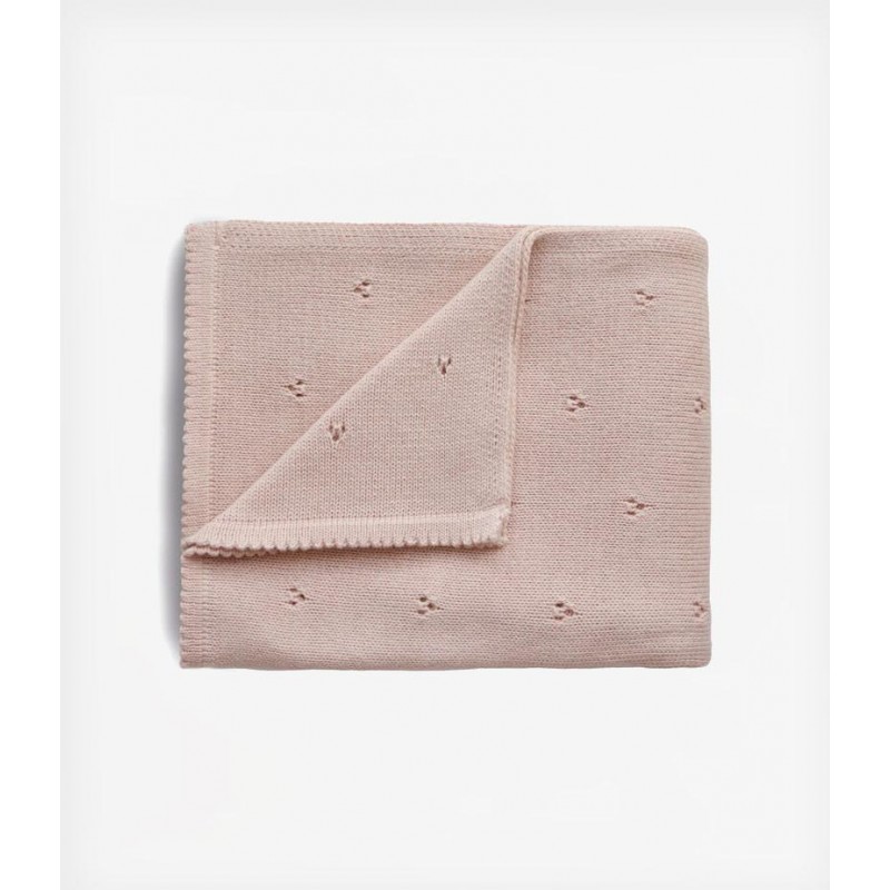 Πλεκτή Κουβέρτα Αγκαλιάς 80x100cm Pointelle Blush - Mushie