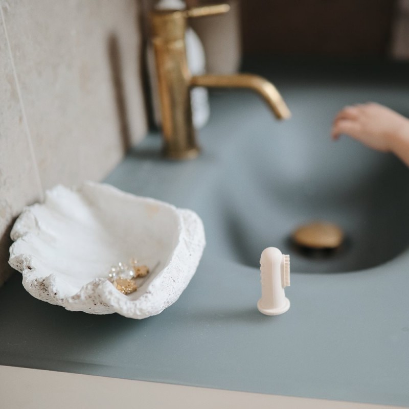 2 Βρεφικές Οδοντόβουρτσες Δακτύλου Σιλικόνης Blush/Shifting Sand - Mushie