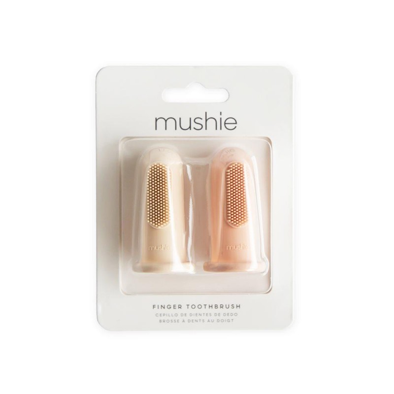 2 Βρεφικές Οδοντόβουρτσες Δακτύλου Σιλικόνης Blush/Shifting Sand - Mushie