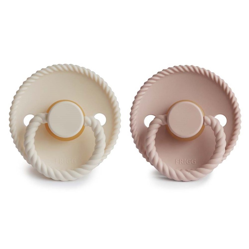 Σετ 2 Πιπίλες Latex FRIGG Rope Blush/Cream 6-18 Μηνών