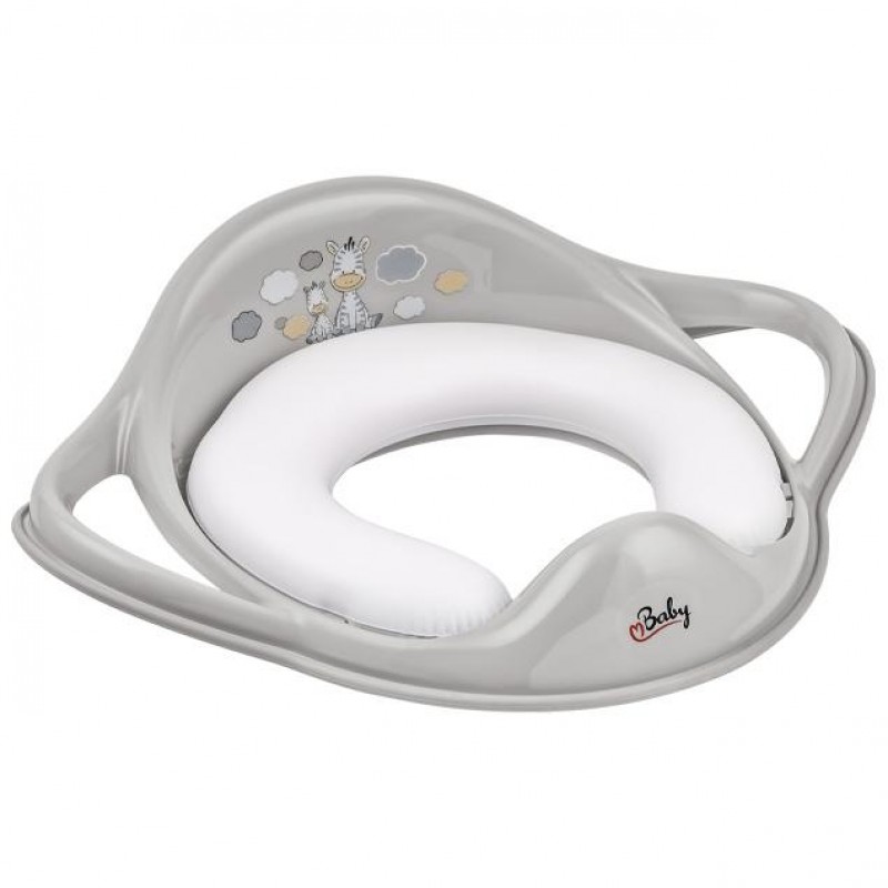 Κάθισμα Τουαλέτας με Μαξιλαράκι Ζέμπρα Γκρι-Maltex