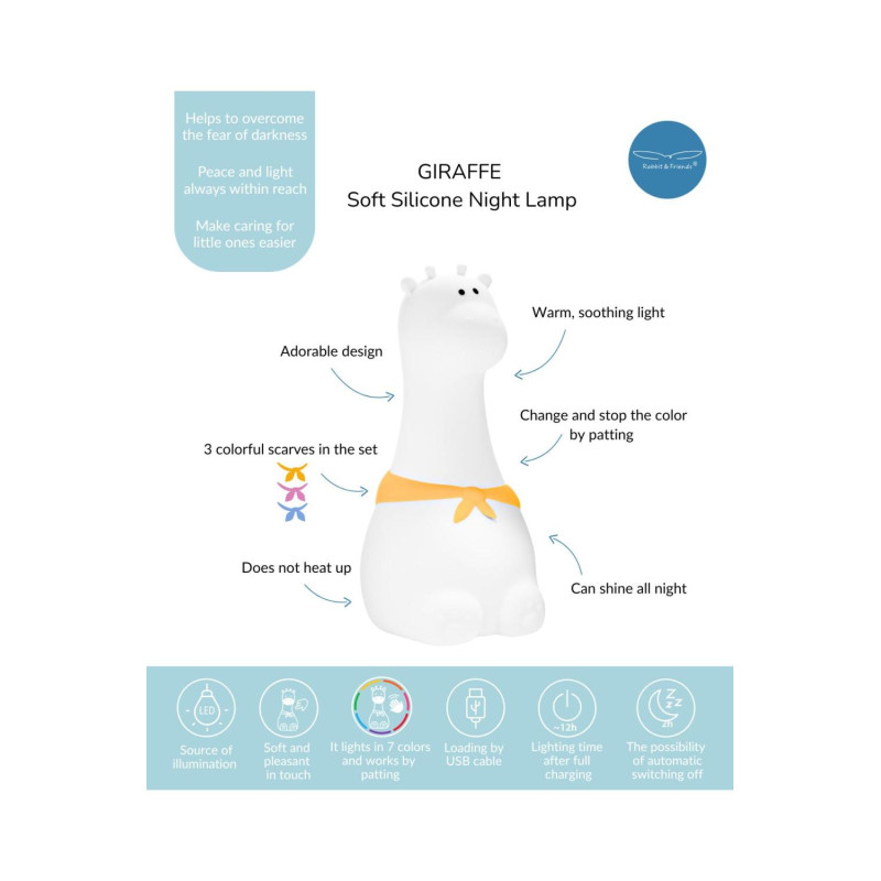 Φωτιστικό Σιλικόνης Giraffe με 3 αξεσουάρ 20cm - Rabbit & Friends