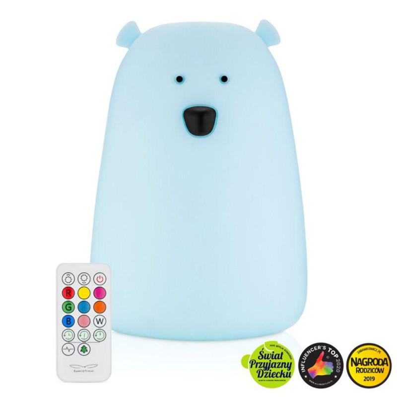Φωτιστικό Σιλικόνης Bear 16cm με Τηλεχειριστήριο White - Rabbit & Friends