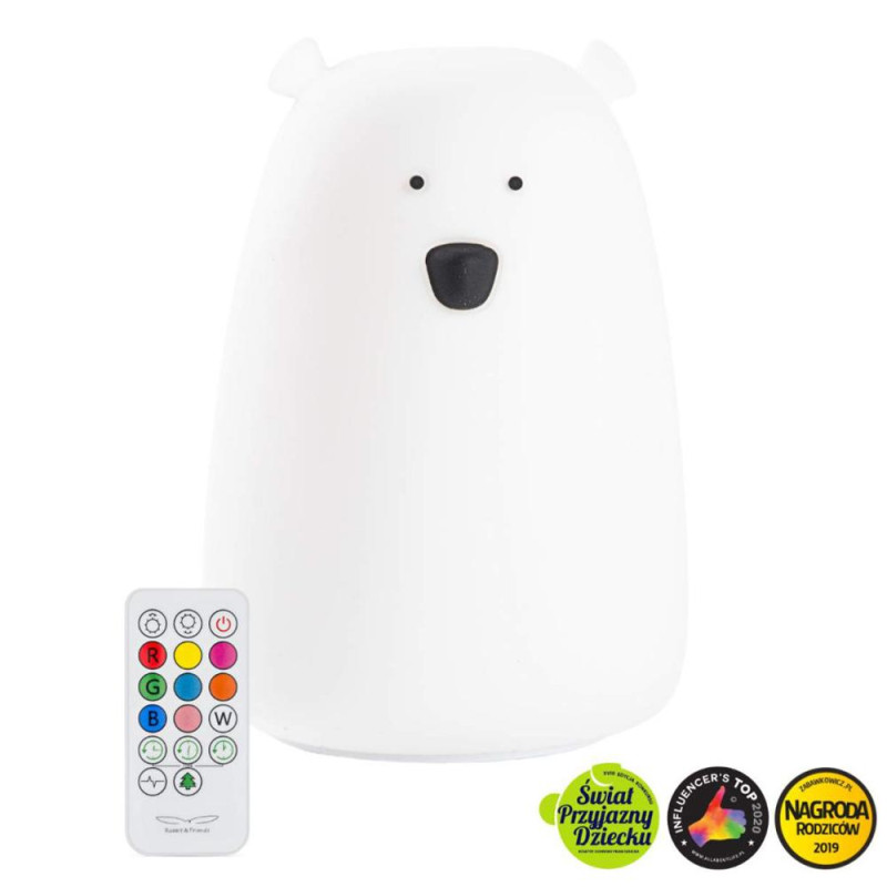 Φωτιστικό Σιλικόνης Bear 16cm με Τηλεχειριστήριο White - Rabbit & Friends